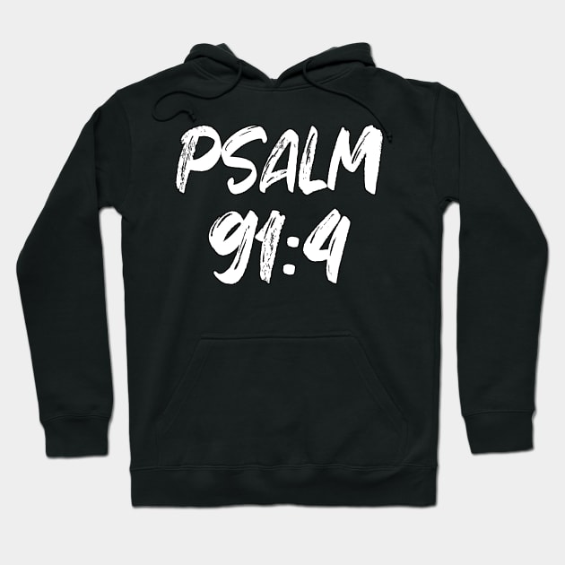 Psalm 91:4 Typography Hoodie by Holy Bible Verses